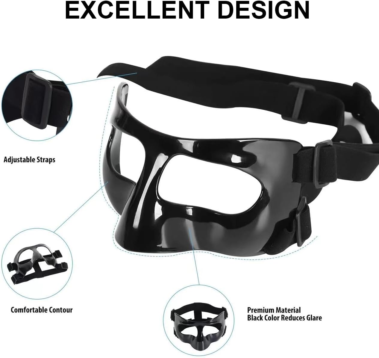 Nose Guard for Broken Nose, Face Shield Masks for Soccer and Basketball Sports, Adjustable for Adults and Teenagers, Suitable for Men and Women image number 6