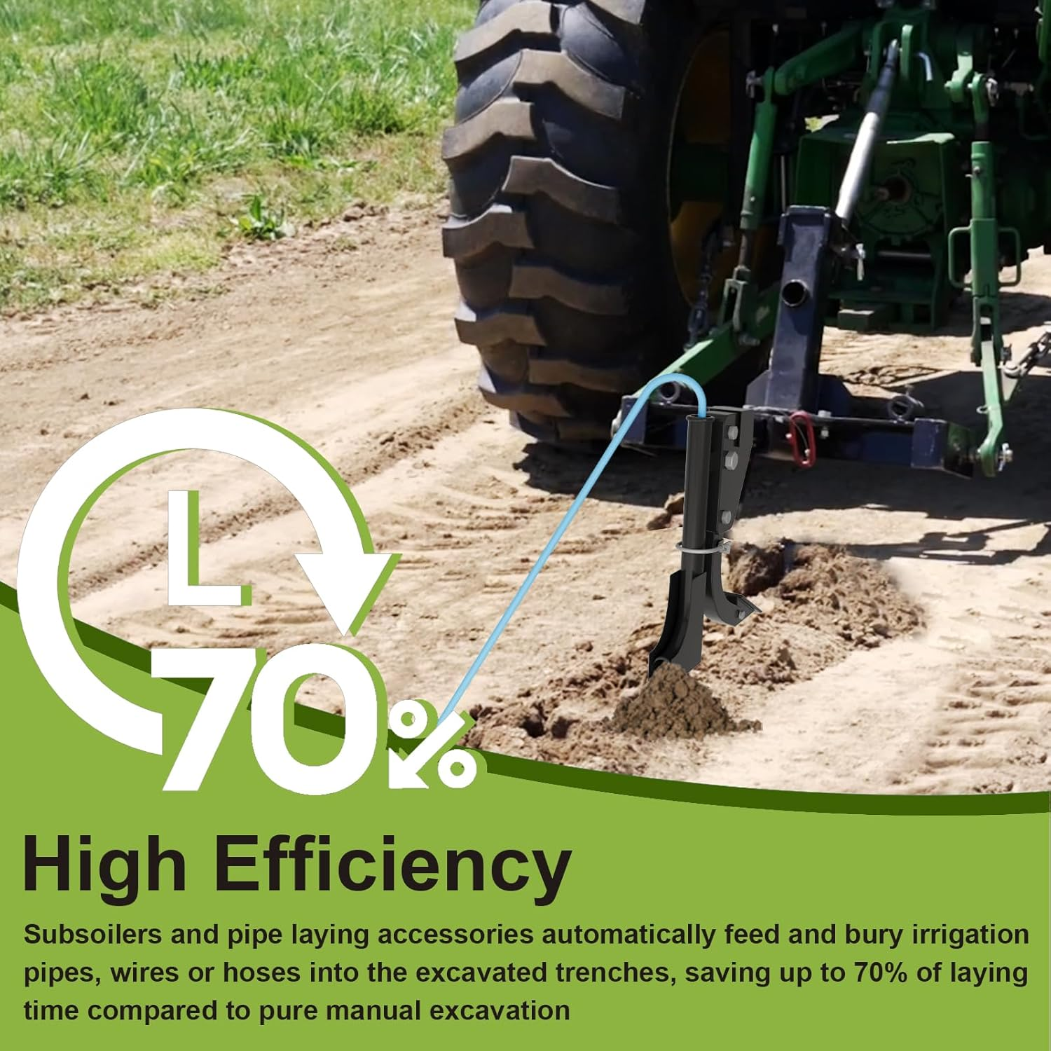 Pipe Layer Attachment and Hitch Mounted Trencher Two-In-One Set, Updated 1.37" Lexible Pipe Layer Fits Any 3-Point Ripper Hitch Lawn Subsoiler for ATV UTV Tractor image number 1