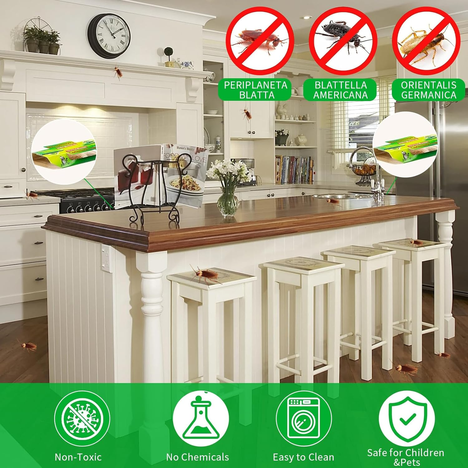 Cockroach Traps, Strong Adhesive Roach Traps, Highly Effective Roach Trap, Cockroaches Killer, Safe Cockroach Bug Trap for Indoor Use, No Smell & Non-Toxic, User Friendly (50 Pack) image number 2
