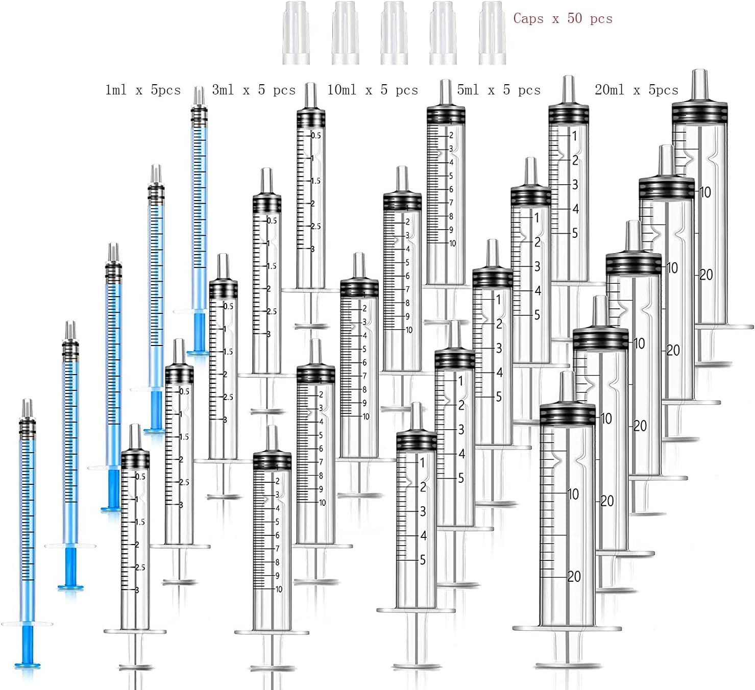 Syringe, Individually Sealed Package, Used to Feed Pets or Small Animals, Can Also Be Used to Measure Liquids, Scientific Experiments, Medical Experiments/1Ml/3Ml/5Ml/10Ml/20Ml (5X5Pcs) image number 4