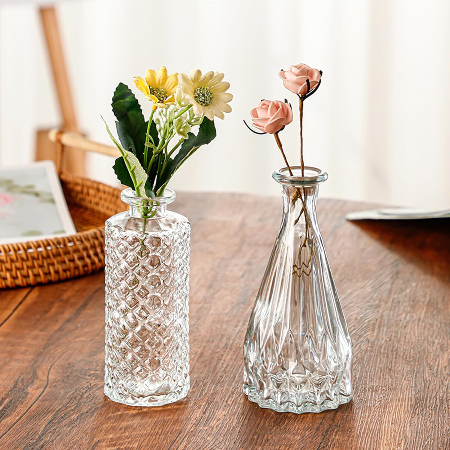 Set of 24 Glass Bud Vases, Small Vases for Flowers, Clear Centerpieces for Rustic Wedding, Room Office Table Decor image number 4