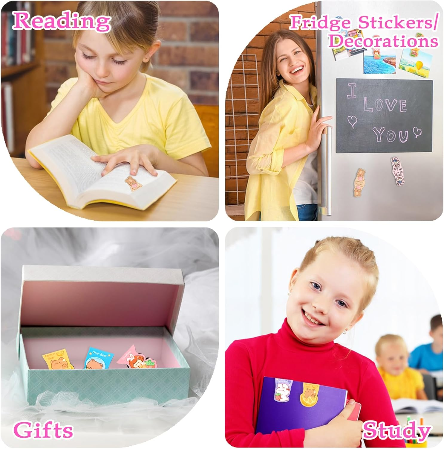 24 PCS Magnetic Bookmarks for Kids, Cute Magnetic Bookmark, Kawaii Bookmarks Book Marker Clip, Magnetic Book Mark for Reading Lovers Women Girls Kids Teachers Stationery Gifts image number 1