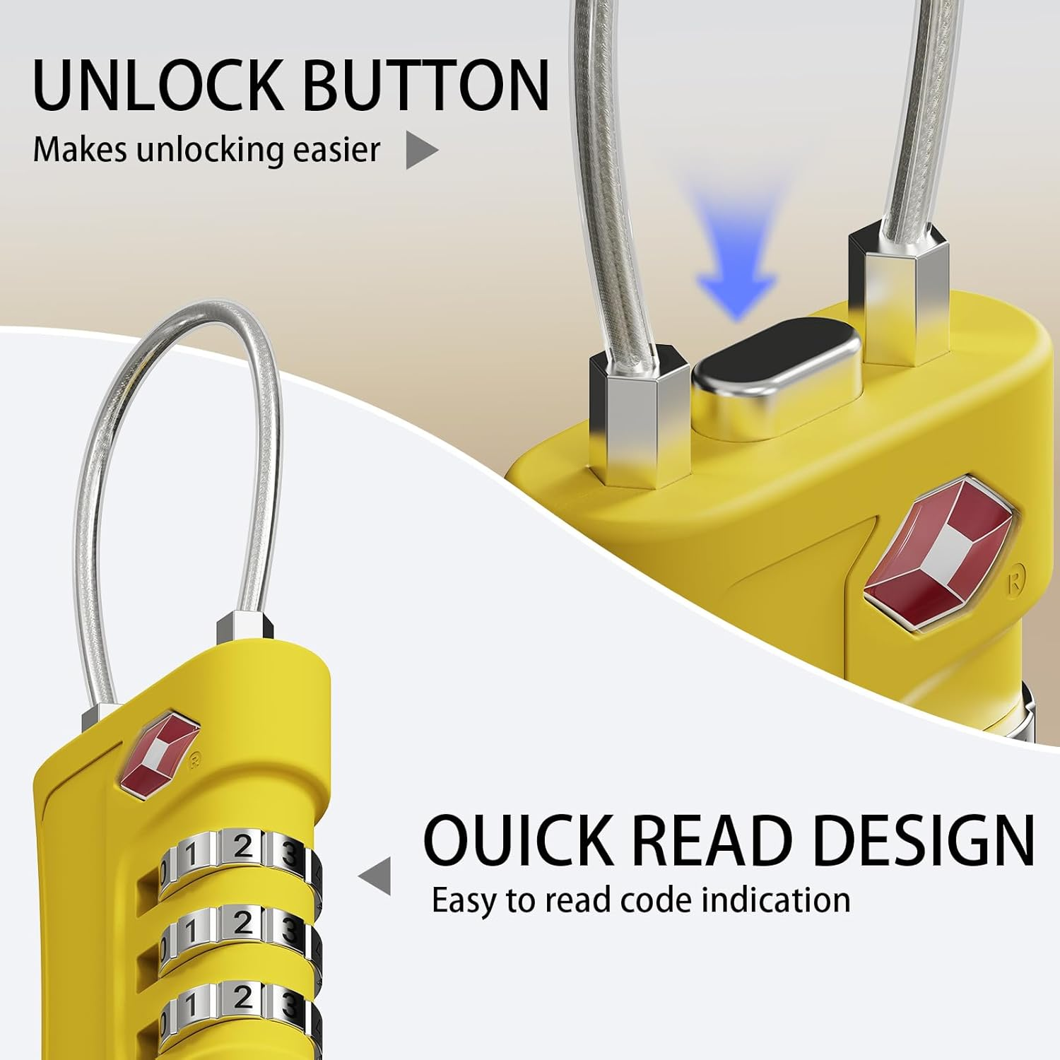 TSA Approved Luggage Locks,3 Pack Zinc Alloy Body Re-Settable Password Code Security Padlock,3-Digit Travel Code Combination Lock for Suitcases,Luggage,Case, Bag,Backpack, Gym Lockers (Yellow) - Pink image number 2