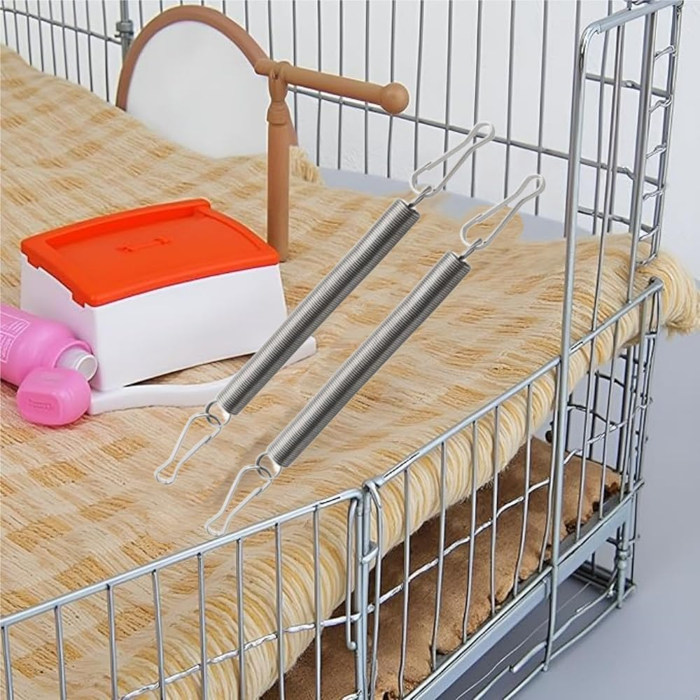 FACAING 8PCS Small Animal Water Bottle Spring Clips （Each with 2 Extra Stainless Steel Tension Clips）, for Chinchilla, Hamster, Parrot, Rabbit Drinking Bottle Fixing image number 3