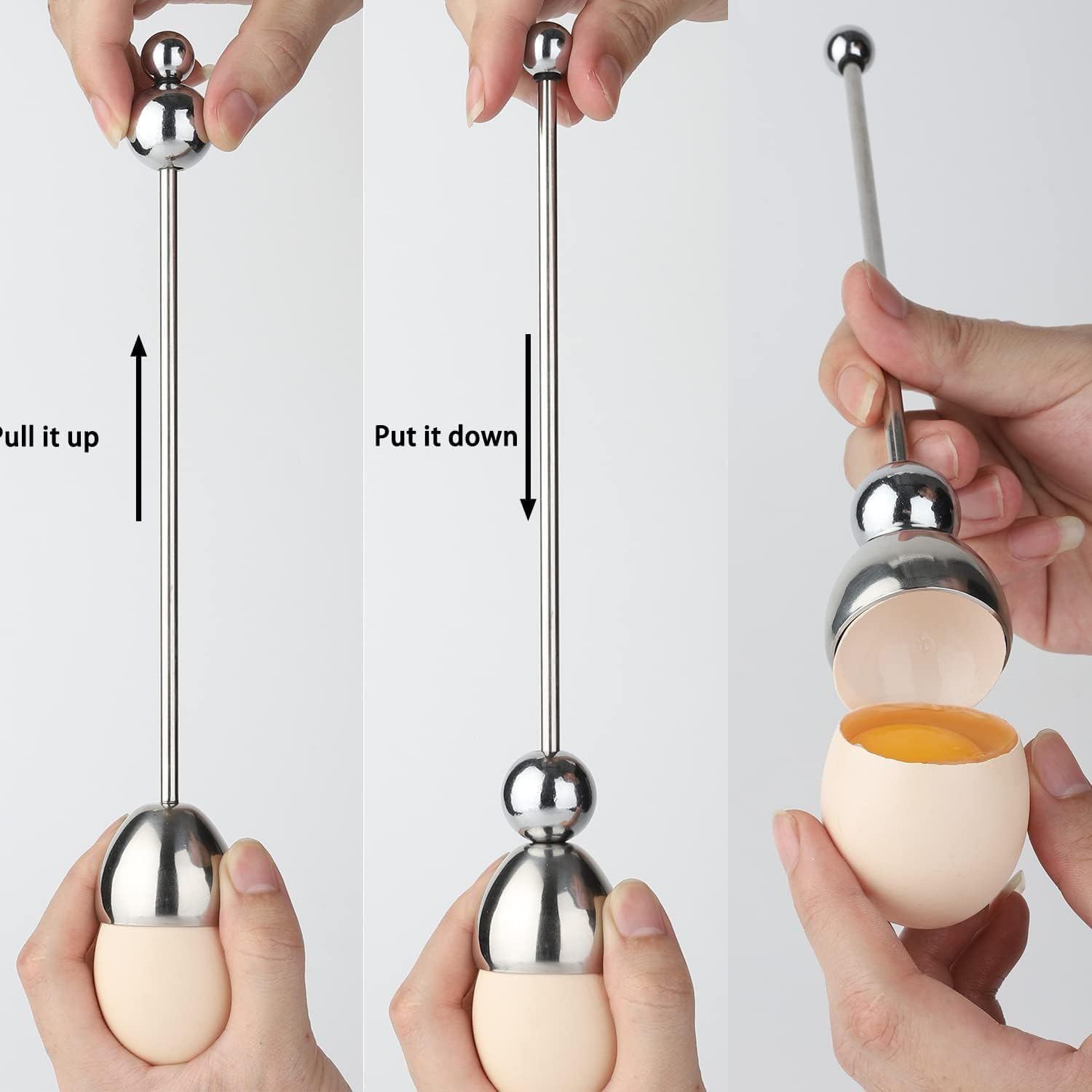 Stainless Steel Egg Shell Opener, Egg Cracker Tool for Soft and Hard Boiled Eggs image number 2