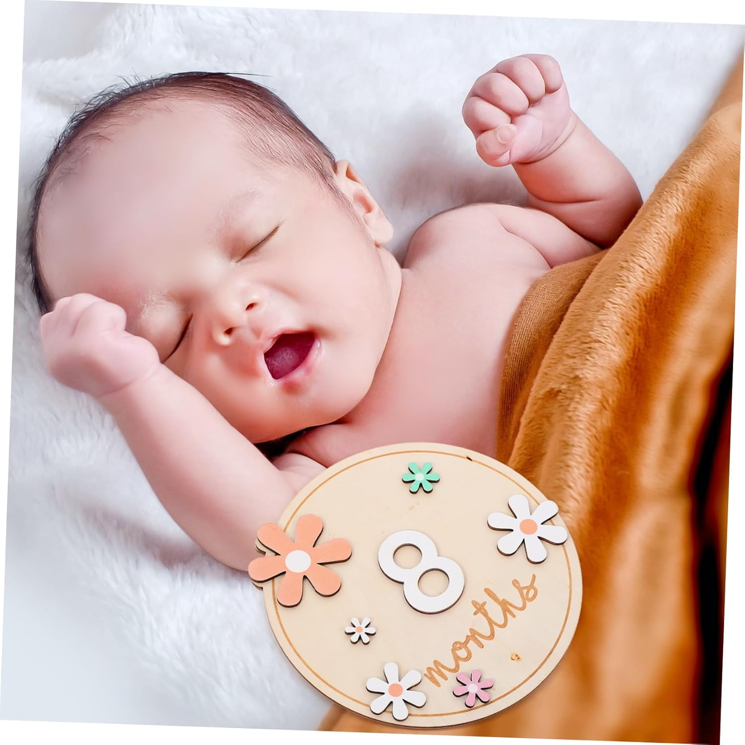 Healifty Baby Monthly Milestone Cards Double-Sided Flower Pattern Wooden Milestone Signs 1 Set for Newborn Photo Props Nursery Decor Growth Announcement Sign image number 5