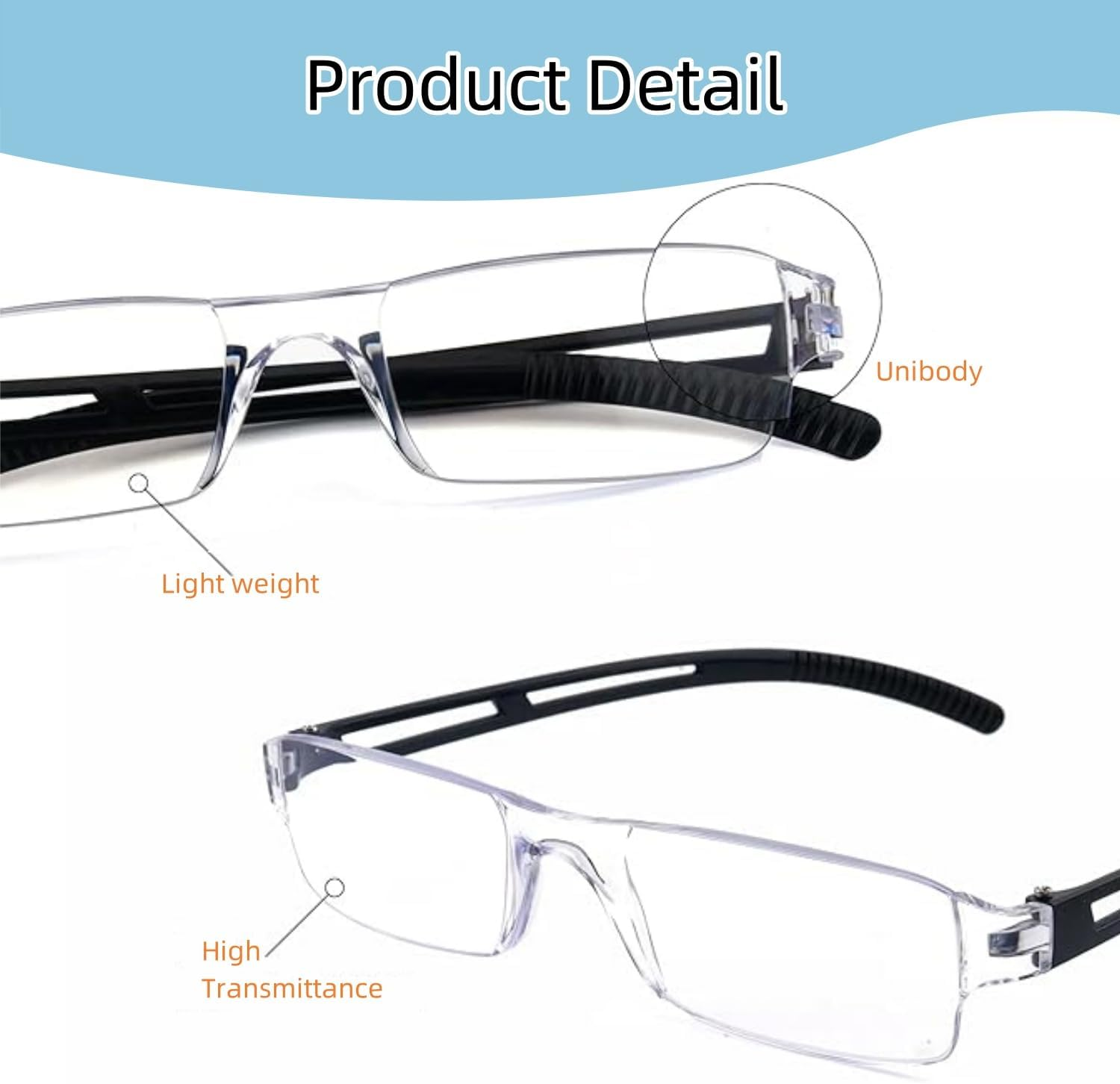4 Pairs Reading Glasses, Blue Light Blocking Glasses, Blue Light Clear Frames Reader Lightweight for Men and Women image number 2