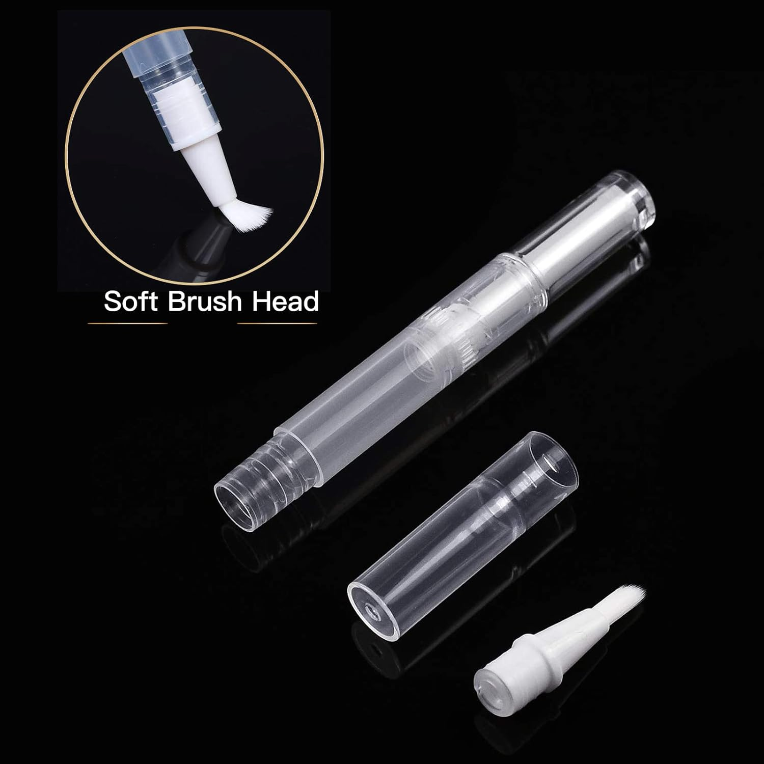 WEBBYBEAR 40 Pieces 3 Ml Cuticle Oil Pen, Empty Nail Oil Pen, Transparent Twist Pens with Brush Tip, Cosmetic Lip Gloss Containers Eyelash Growth Liquid Tube, with 3 Stickers image number 2