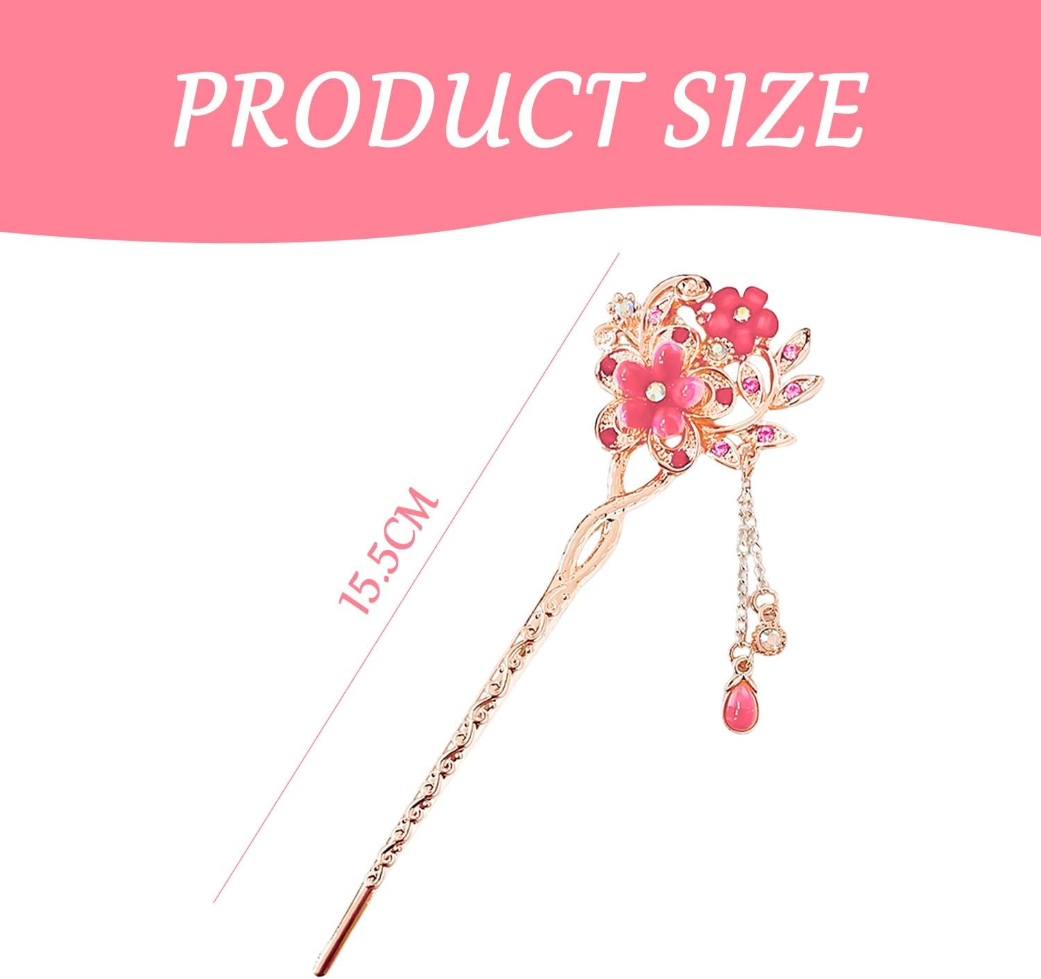 1 Piece Pink Flower Hairpin Retro Hair Accessories Rhinestone Hair Accessories Hairdressing Decoration Women Hair Accessories for Women image number 4