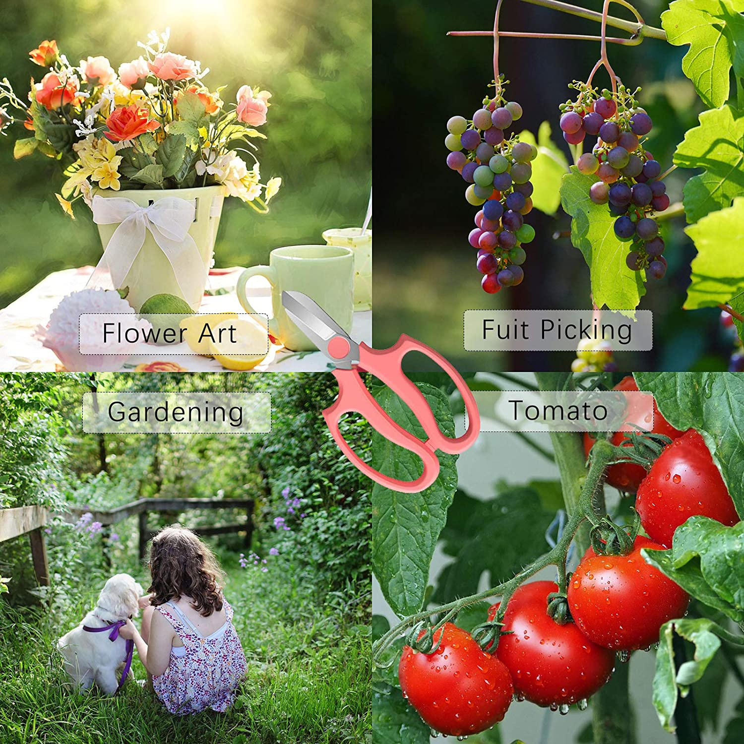 Leize Flower Scissors, Premium Thickened Stainless Steel Floral Shears, Strong Pruner for Flowers, Branches and Leaves (Grey Green) - Grey Green image number 5