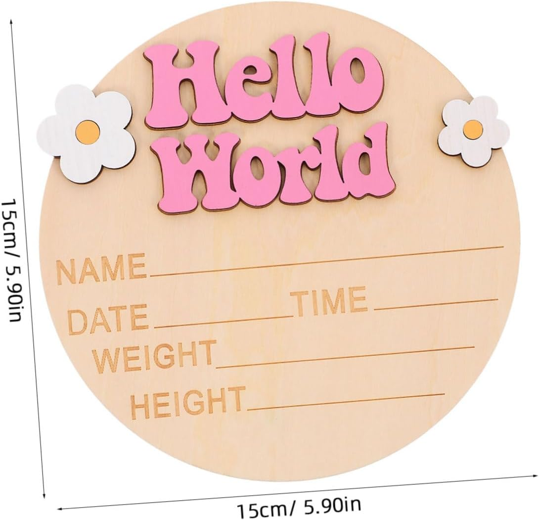 Yardwe Welcome Sign Milestone Announcement Board for Newborn Nursery Decor Name Plaque for Showers Parties Celebrating Growth - Multi image number 1