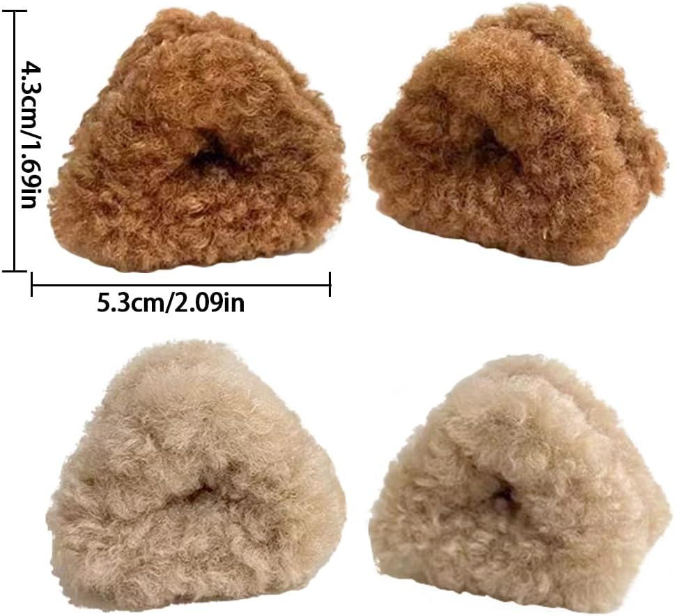 4Pcs Cute Plush Cat Ears Shape Hair Claw Clips Winter Plush Hair Clips Soft Non Slip Claw Clips Small Bangs Barrettes Beige Brown Hair Clip Fashion Fuzzy Claw Clip Hair Accessories for Women and Girls image number 6