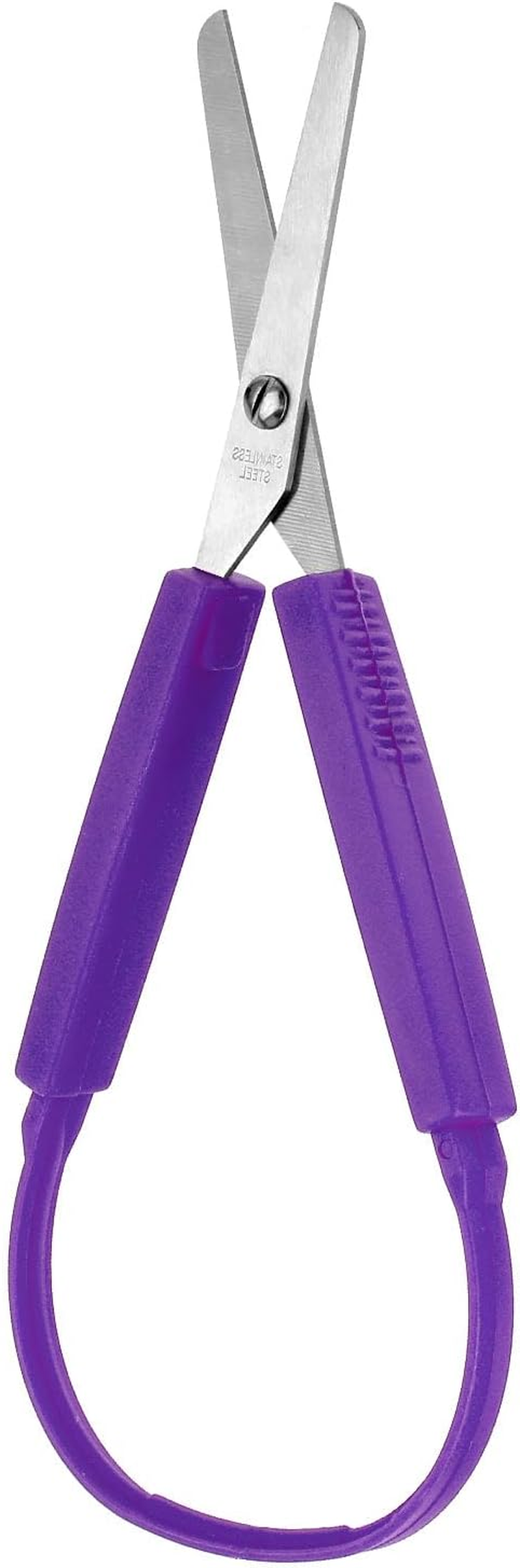 1Pcs Mini Loop Scissors Adaptive Design Scissor Self-Opening Handle Safety Scissors for Kids Children Schools Special Need Daily DIY Crafts(Purple) image number 2