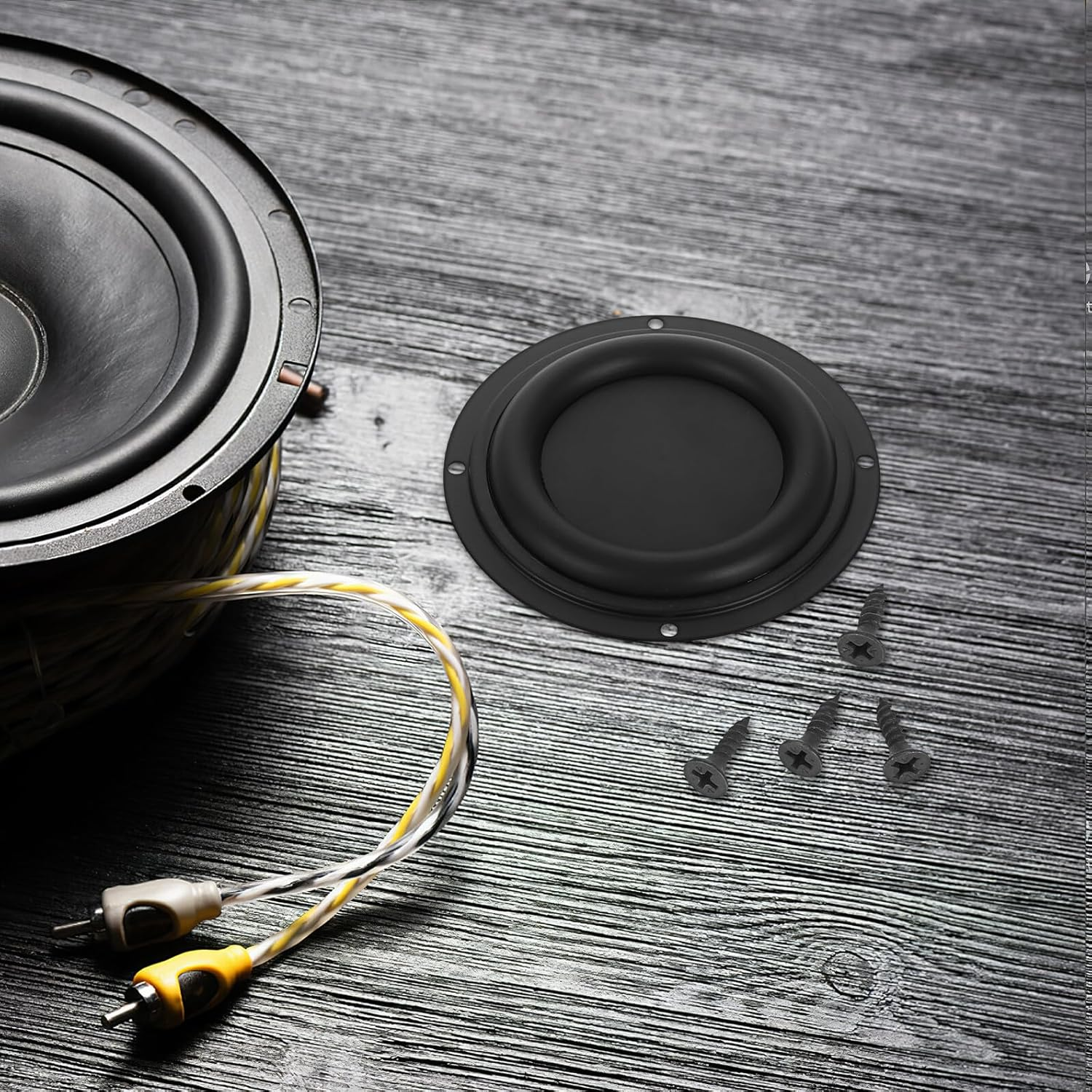 MOLUCKFU 4Pcs 4-Inch Passive Subwoofer Diaphragm Rubber Vibration Plate for Car Audio Loudspeaker Bass Radiator Replacement Speaker Repair Accessory image number 5