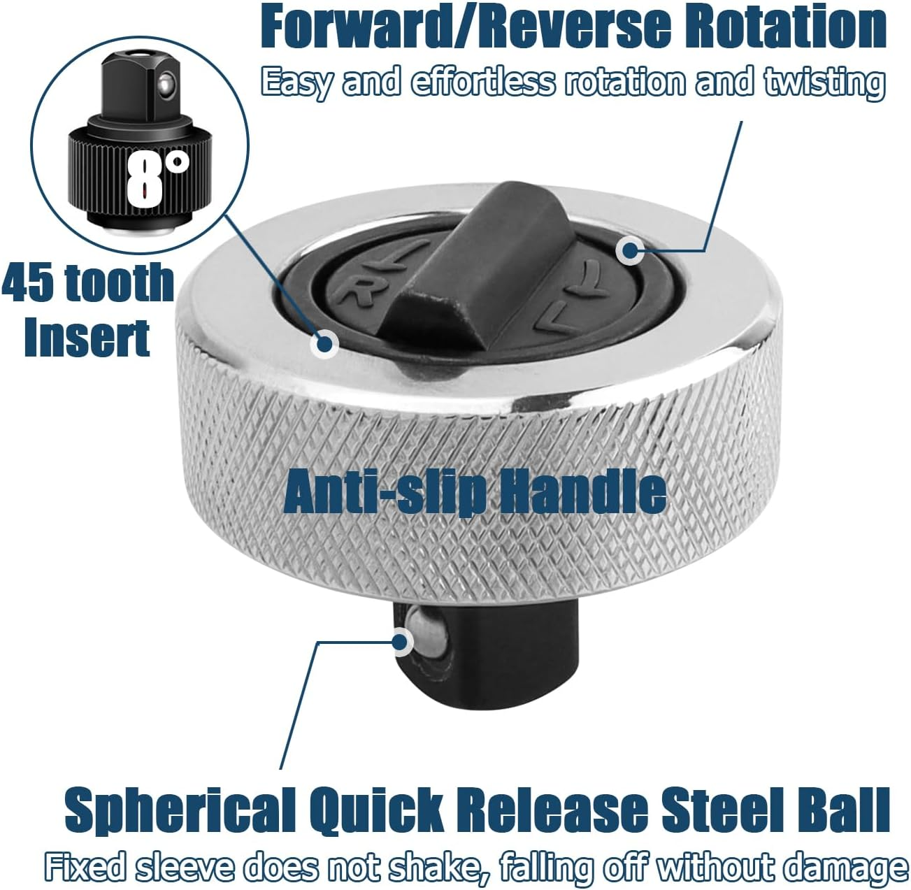 Bestgle 3 Pcs Reversible Thumbwheel Ratchet Wrench Set Palm Ratchet Wrench Finger Mini Ratchet Thumb-Wheel Ratchets Auto Car Repair Hand Tool, 1/4&rdquo; 3/8&rdquo; 1/2&rdquo; Drive Ratchets image number 3
