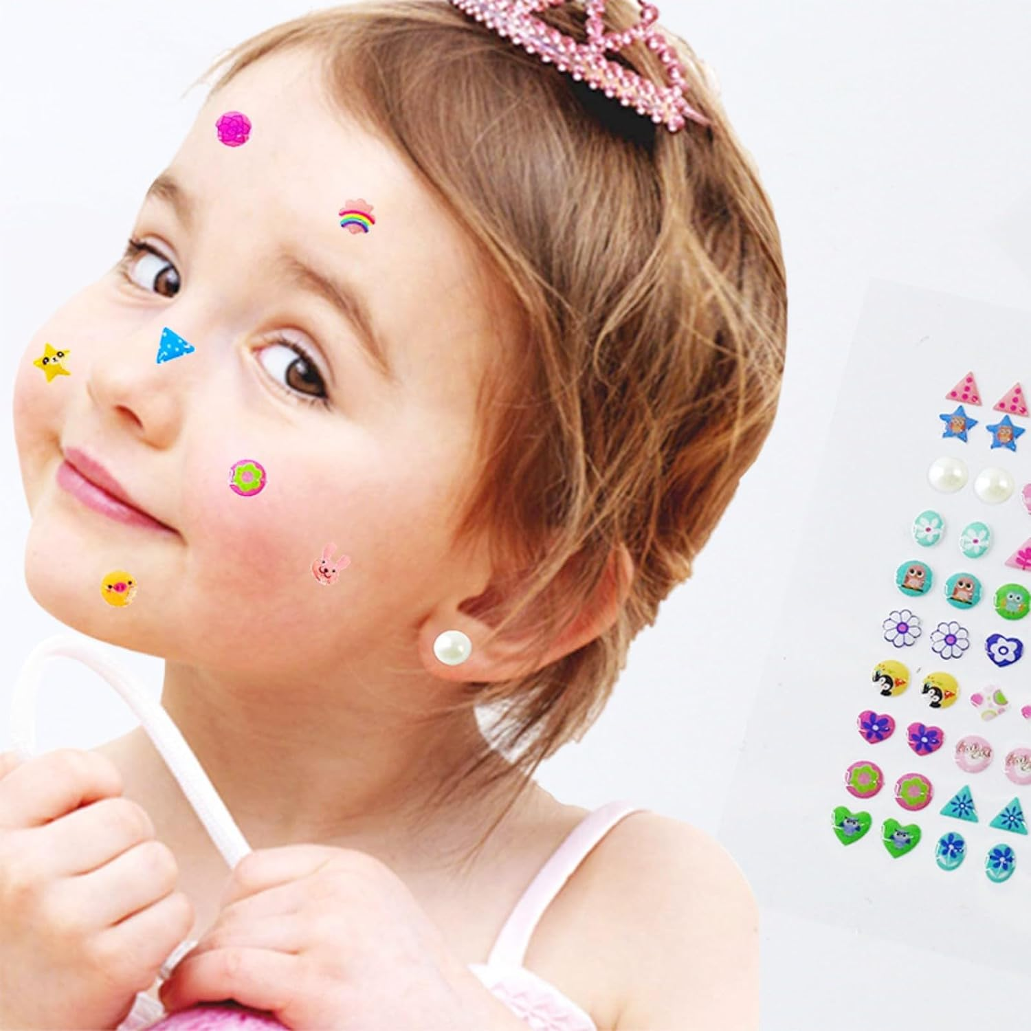 YBVABE 240-Piece 3D Gems Earrings Self-Adhesive Glitter Craft Crystal Stickers for Girls, Children'S DIY Creative Project, Girl'S Self-Adhesive Crystal Decoration