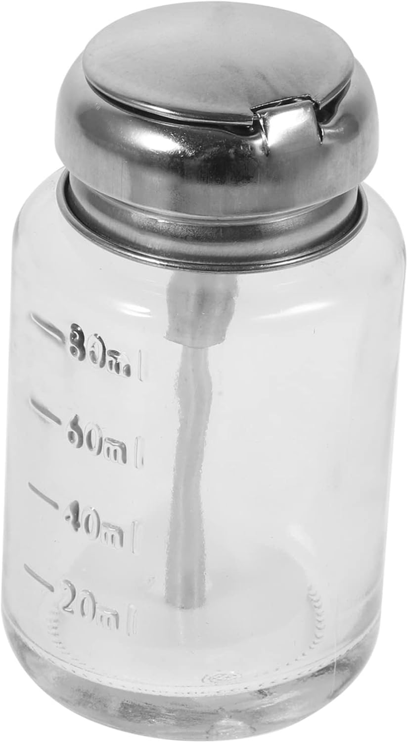 RORPOIR Glass Pump Bottle 3.7 Inch Wide Mouth Pressure Dispenser for Nail Polish Remover Manicure Liquid Portable Refillable Cleaning Container image number 4