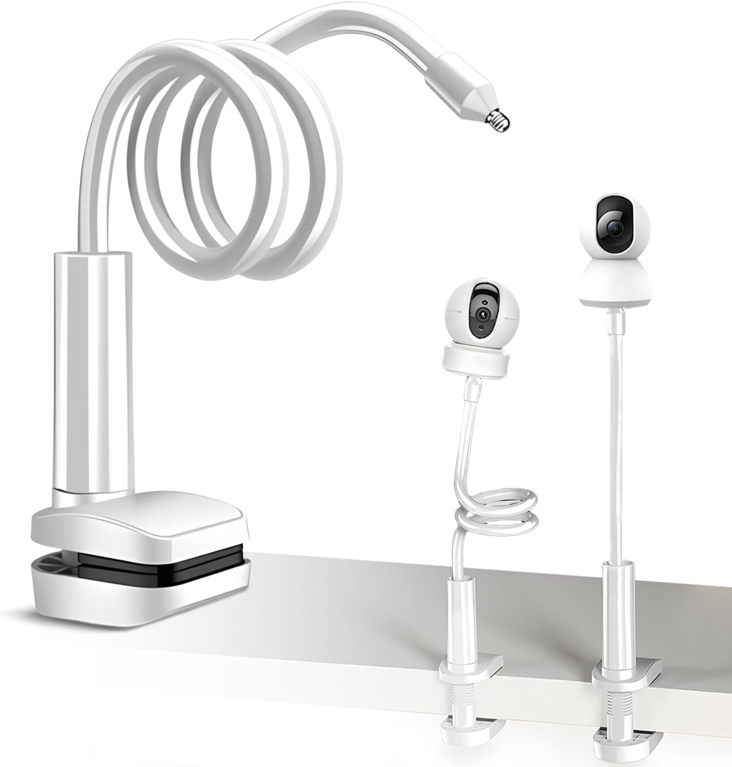 Eymann Universal Baby Monitor Holder-Flexible Baby Monitor Mount with 1/4 Screw,No Drilling Required Crib Camera Stand,Compatible with Arlo, Motorola, Hello Baby and Most Monitor Cameras(Clip on 0.8M) image number 1