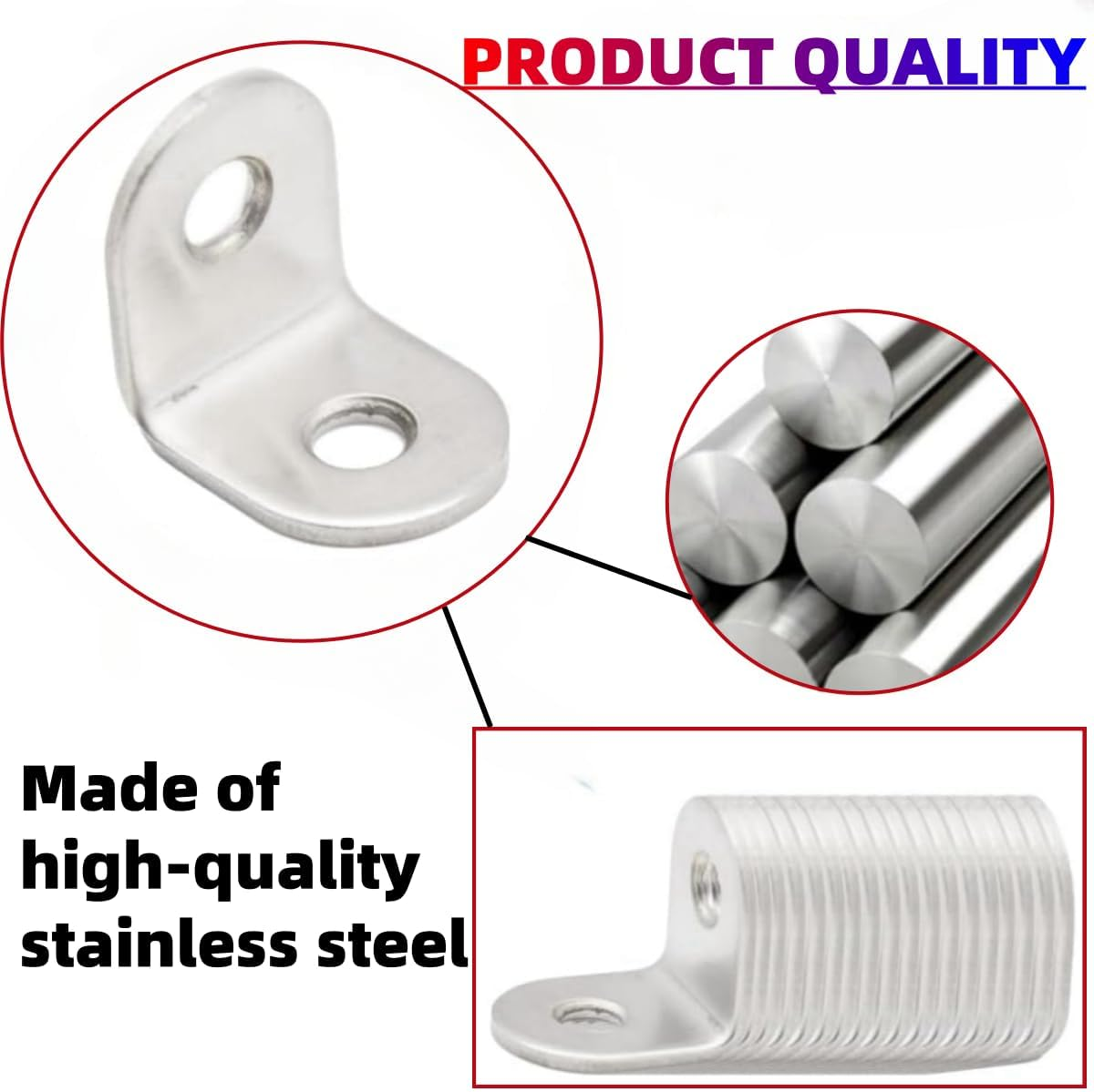 30PCS Angle Brackets, Stainless Steel Angle Brackets, L Take 60PCS Stainless Steel Screws, for Fixed Wooden Furniture, Chairs, Doors and Windows, Bookcase, Etc (20 X20X16Mm / 0.78 X0.78 X0.62 In) image number 5