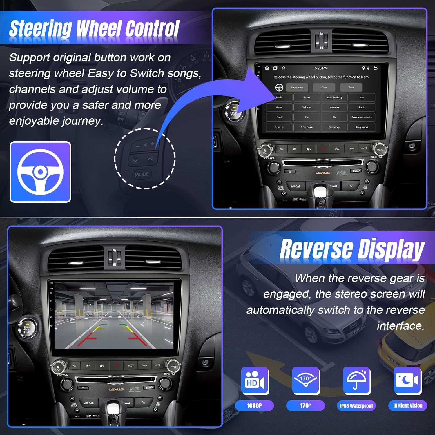 Leadfan Android Car Radio for Lexus IS250 IS300 IS350 2006-2012 Stereo with Wireless Carplay Android Auto, 10.1 Inch Touch Screen for Lexus Stereo in Dash GPS Navi Bluetooth FM Wifi SWC (2+32G) image number 6