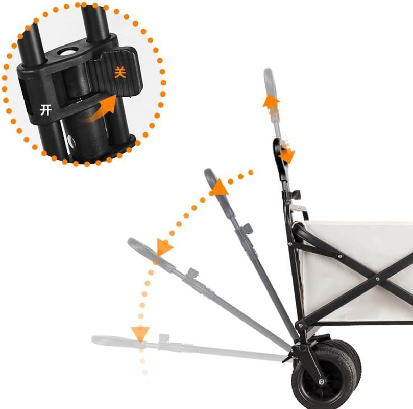 Extra Long Collapsible Foldable Wagon with Big Wheels, Heavy Duty Folding Wagon Portable, Beach Cart Large Capacity, for Shopping, Camping (Black, 120 X 55 X 98 Cm with 7 * 4 Inch Wheels) image number 2