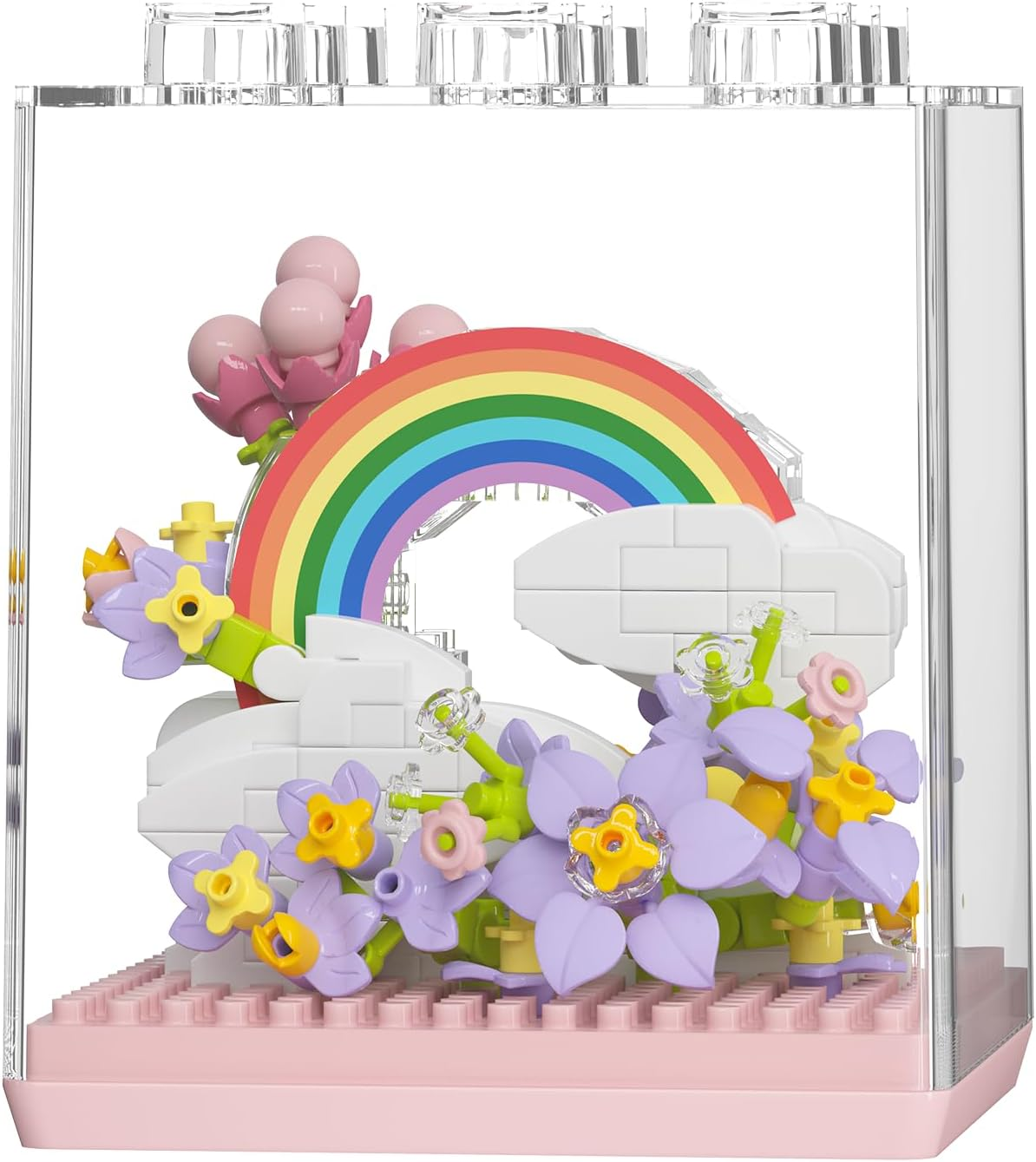 Rainbow Clouds DIY Mini Flower Plant Building Blocks Toy - Creative Botanical Collection for Kids and Adults Home and Collection Art Home Office Decor image number 4
