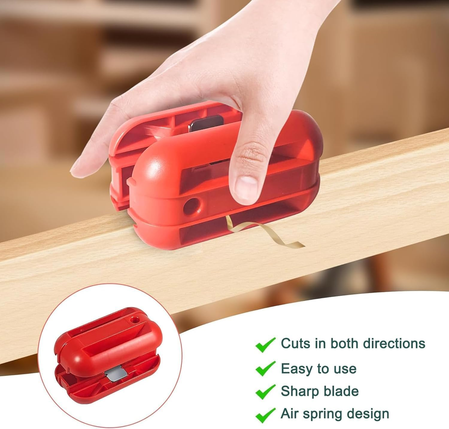 KEWAYO Woodworking Edge Banding Trimmer, Edge Trimmer Tool Wood Edge Trimmer Anti-Slip Edge Banding Tool Edge Banding Cutter for Woodworking Wood Veneer (Red) image number 2