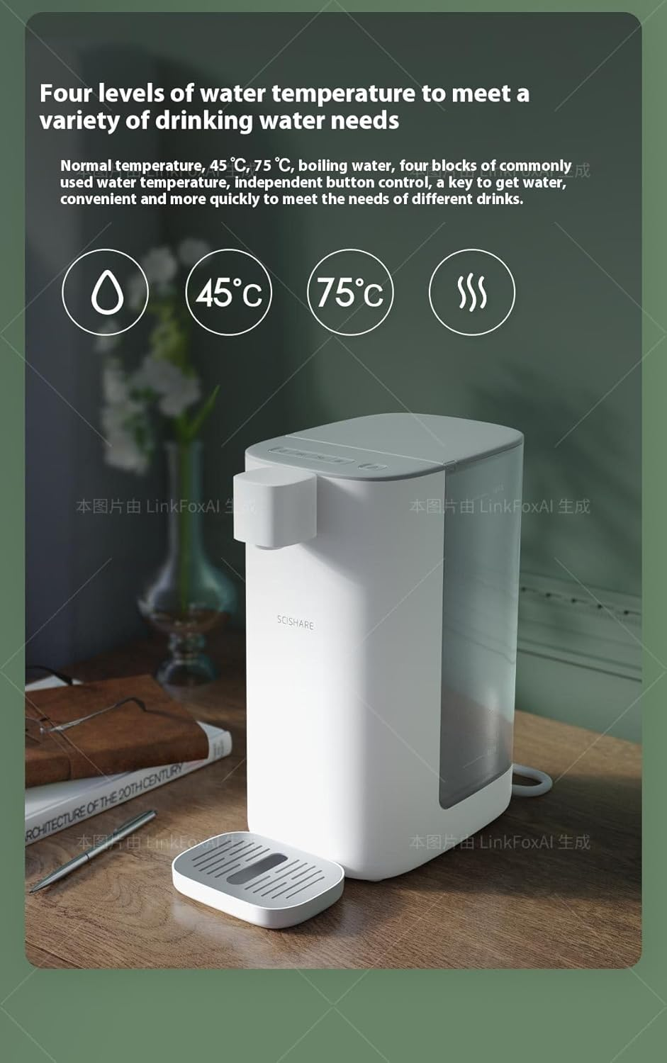 ◉ 3L Instant Hot Water Dispenser, 4 Adjustable Temps Quick Heat, Electric Water Boiler with Water Shortage Warning, Portable Electric Kettle with Safety Lock with Light | Hot Tea Coffe image number 6