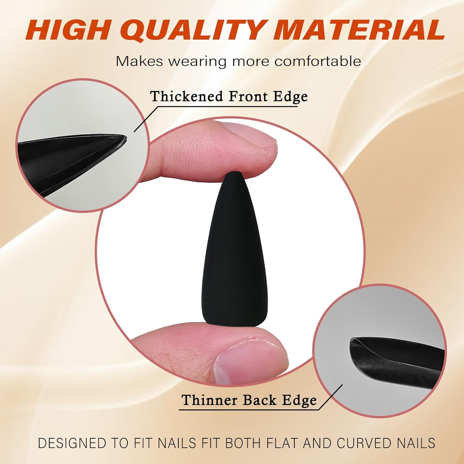 Loveourhome 100Pc Stiletto Press on Nails Long Matte Artificial False Nails Full Cover Acrylic Nail Tips Halloween Manicure Design Decor for Women Girls Salon Home DIY (Black)