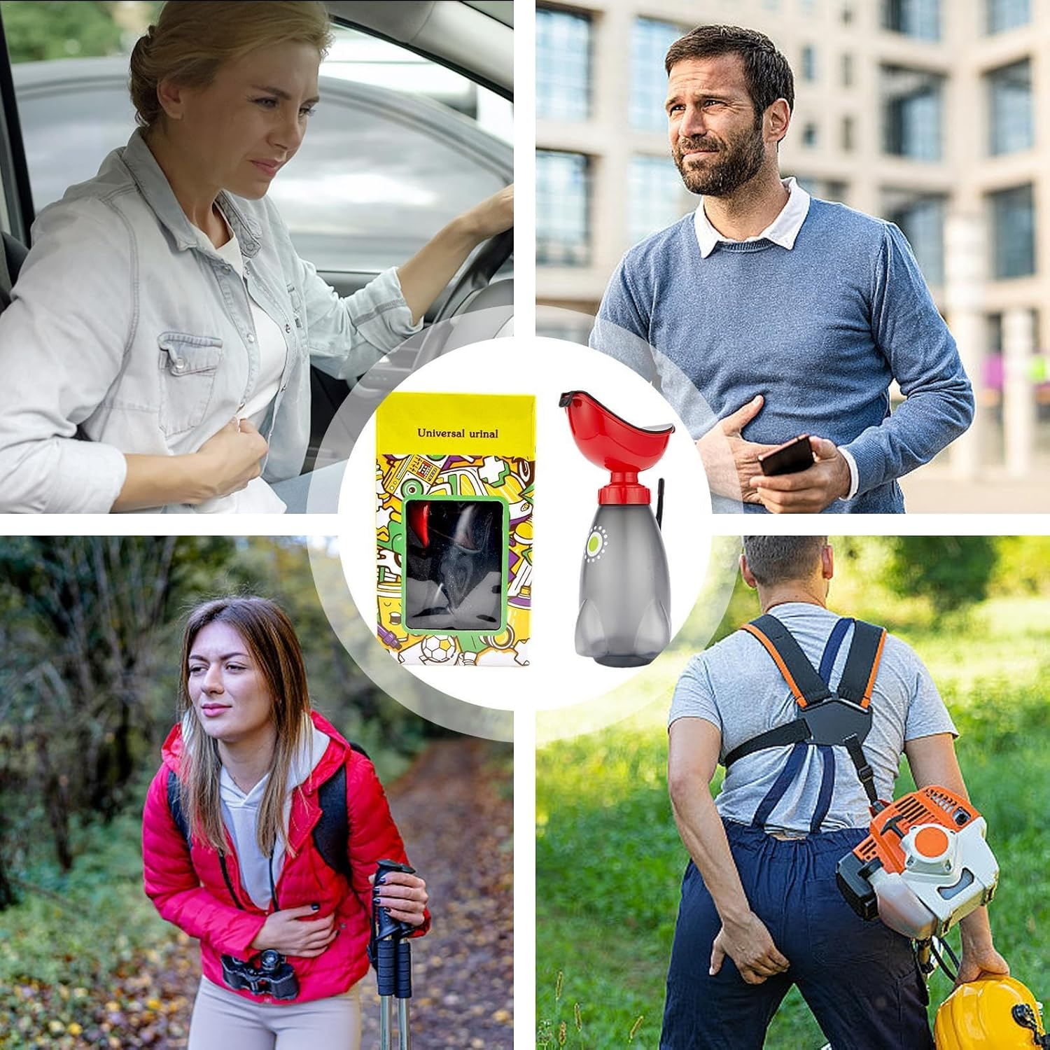 Female Urinal for Car,Car Travel Urinal Bottle - with Lid and Funnel Women Spillproof Urination Device Ergonomic Design High Capacity - Red image number 4