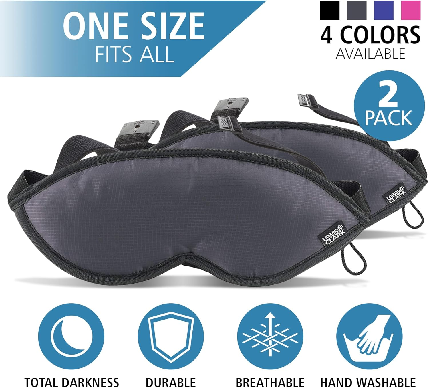 Lewis N. Clark Comfort Eye Mask with Adjustable Straps Blocks Out All Light