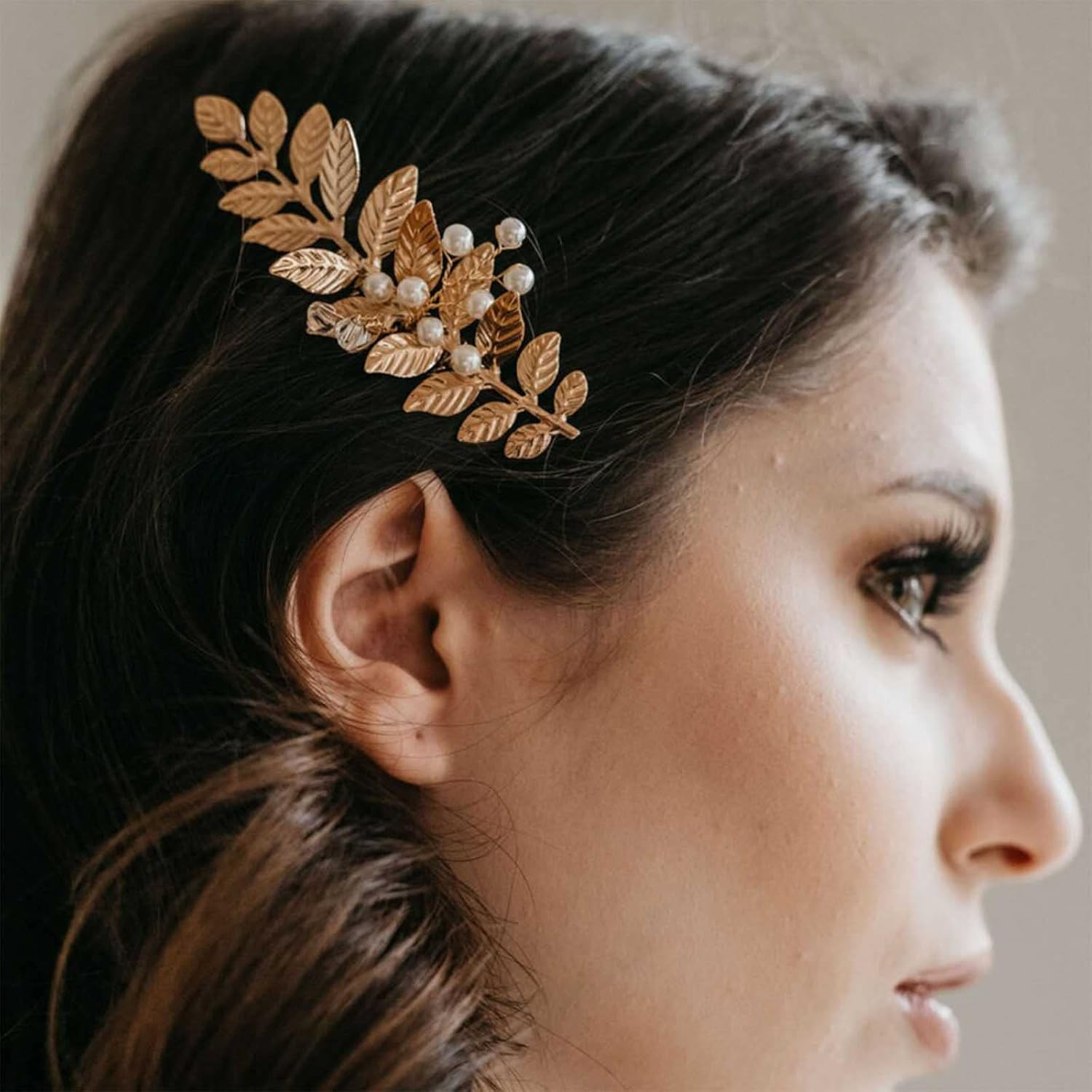 Yheakne Crystal Wedding Hair Comb Gold Pearl Hair Comb Barrette Bridal Hair Comb Headpieces Decorative Head Comb Headpiece Rhinestone Hairpiece Side Comb Hair Accessories for Women and Girls (Gold) - Silver image number 5