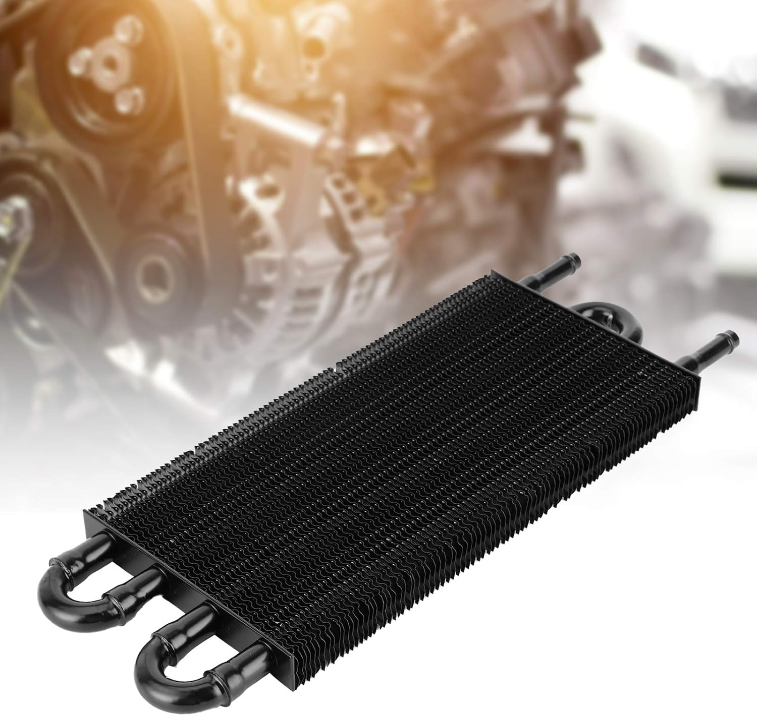 Aluminum Oil Cooler for Transmission and Power Steering Cooling, 4 Rows Black Radiator for Auto Vehicles image number 3