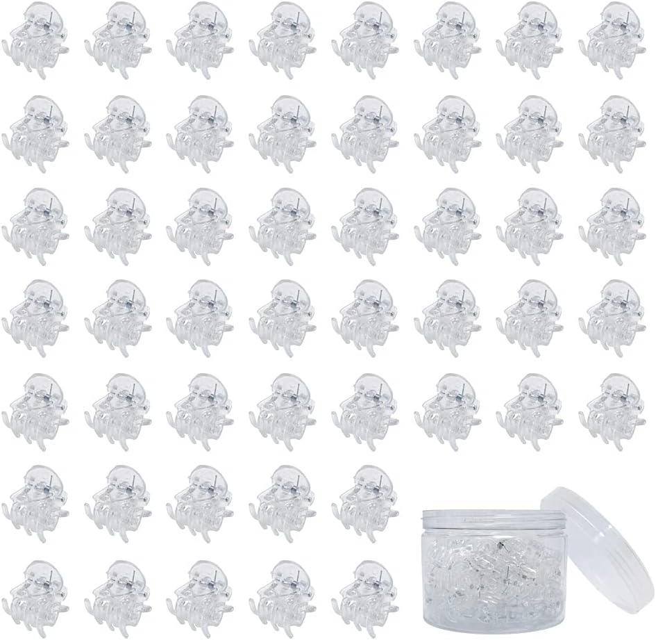 50 PCS Mini Hair Claw Clips， Bangs Strong Grip Multifunction Clamp Clips. (Transparent White)
