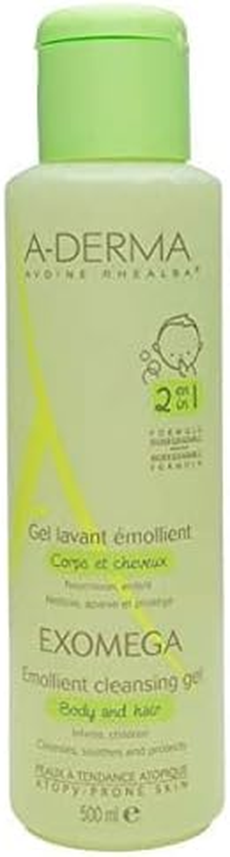 A-Derma Exomega Emollient Cleansing Gel Body and Hair 500Ml image number 1