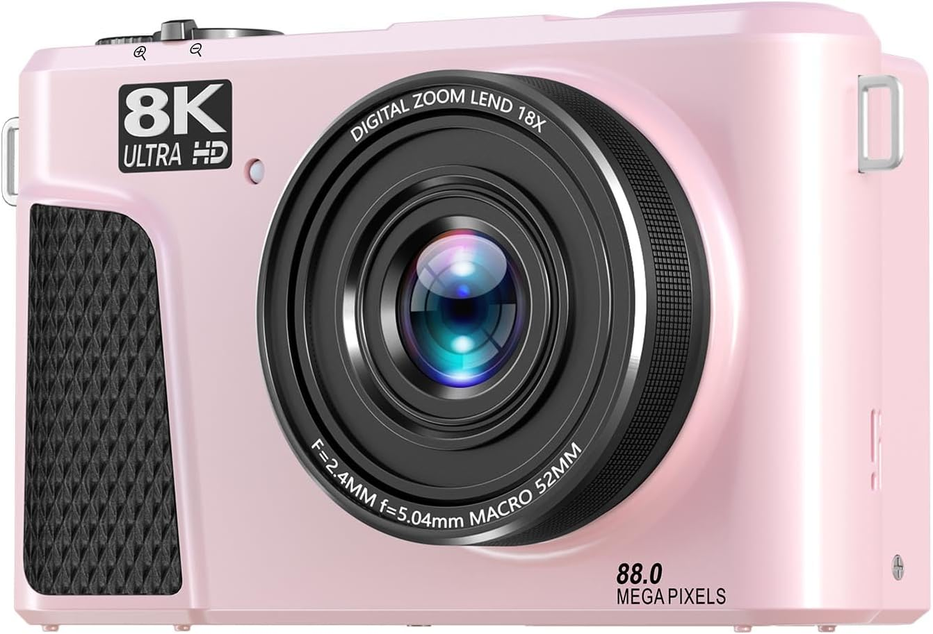 XUMIUZIY 8K Digital Camera, Auto Focus 88MP Cameras for Photography, 18X Zoom Wifi Vlogging Camera, 3 Inch Flip Screen, with Webcam Mode, Filter, Multiple Filters LED Fill Light (Black)