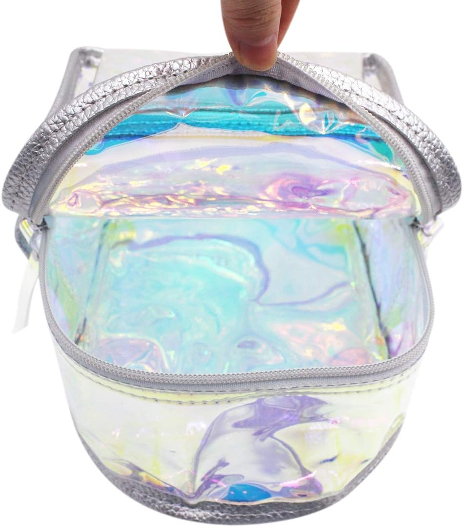 DDPOND Colorful Transparent Daypack Women Clear Cosmetic Makeup Bag Small Satchel for Daily Usetravel Beach - A image number 3