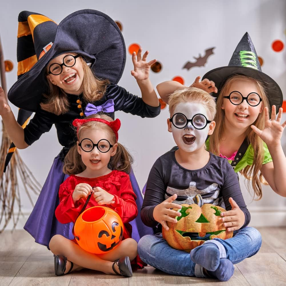 Aomig Retro round Glasses, Black Ultra Light Glasses Accessory for Dressing, Costume Accessory for Halloween, Christmas, Carnival and Parties, Cosplay (Clear Lens) image number 1