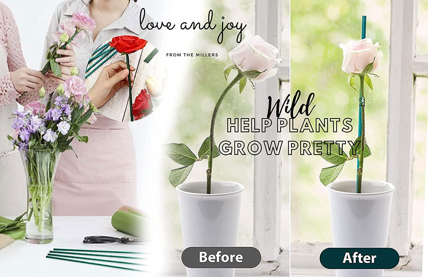 THJOPOKEEL 100Pcs Garden Wood Plant Stakes, Green Bamboo Sticks, 15.7In Long, 40Cm, Straight Wood, Easy to Insert, Smooth Surface, Thicker and Stronger image number 6