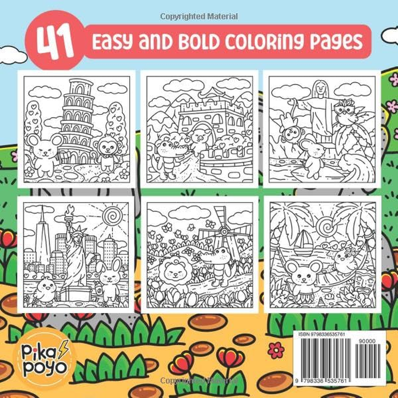 Cozy Paws around the World: Coloring Book for Adults and Teens, Cute & Comfy Designs for Relaxation and Stress Relief, Adorable Animal Friends Exploring World Wonders