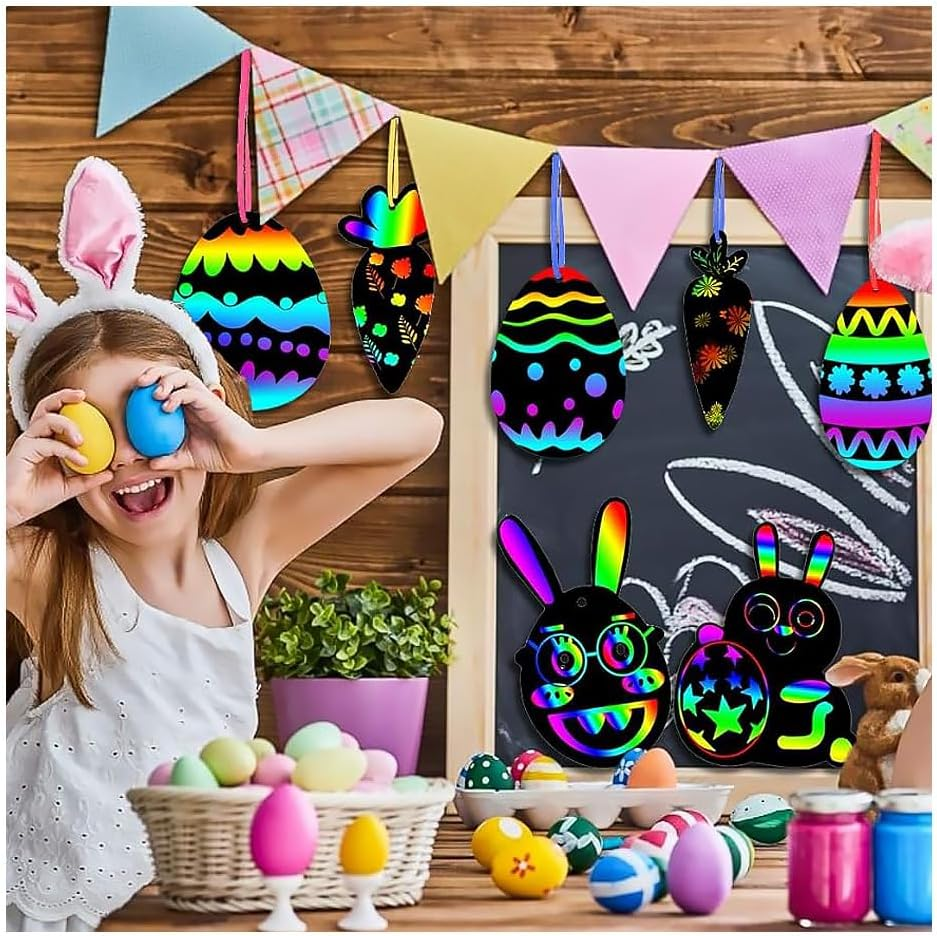 48Pcs Art Scratch Bookmarks,Colorful Ribbons, Scratch Bookmarks,Diy Party, Game Activity (48P) image number 1