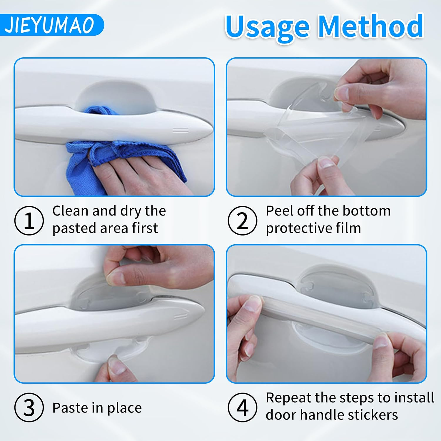 20Pcs Universal Car Door Handle Protector, 2 Colors Reflective Bowl Sticker, Plastic Material, Protects Door Handle from Scratches image number 2