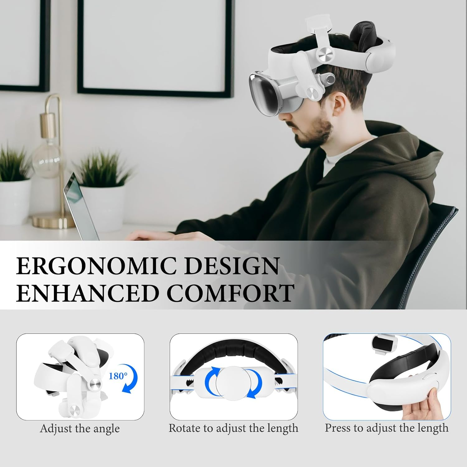 Geekria Comfort Head Strap Compatible with Apple Vision Pro, Detachable Strap Replacement, Soft Cushion Reduce Facial Stress, Ergonomic Adjustable Durable Headstrap VR Accessories image number 2