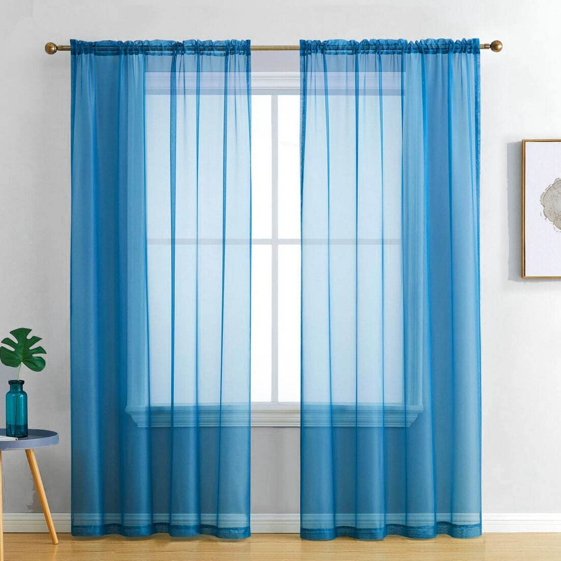 Set of 2 Luxton White Sheer Curtains, Rod Pocket Voile Curtain Panels 140X213Cm (White Colour)