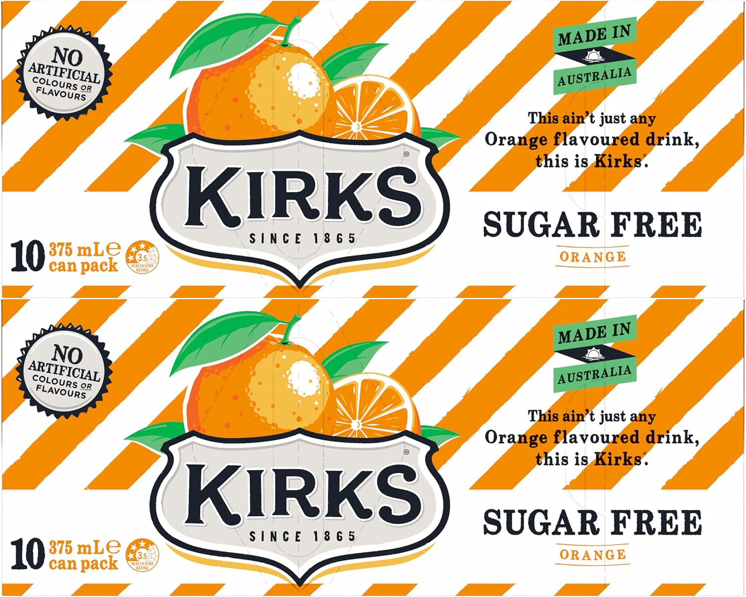 Kirks Orange Zero Sugar Soft Drink Multipack Cans 20 X 375Ml image number 5