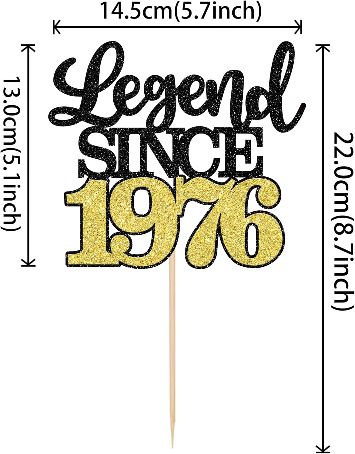 1 Pack Legend since 1976 Cake Topper Glitter Happy 50Th Birthday Cake Pick 50 Fabulous Cake Decorations for Cheers to 50Th Birthday Wedding Anniversary Party Supplies