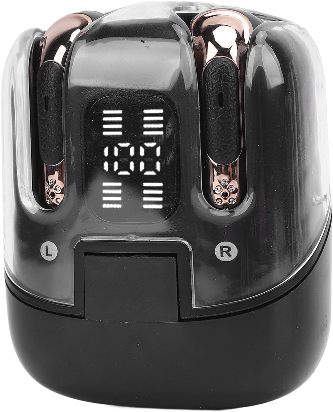 Pomya Wireless Earbuds, Low Latency Fast Response Independent Connection 5.4 Headphones 2 Pack Digital LED Display for Two Person for Outdoor (Black)