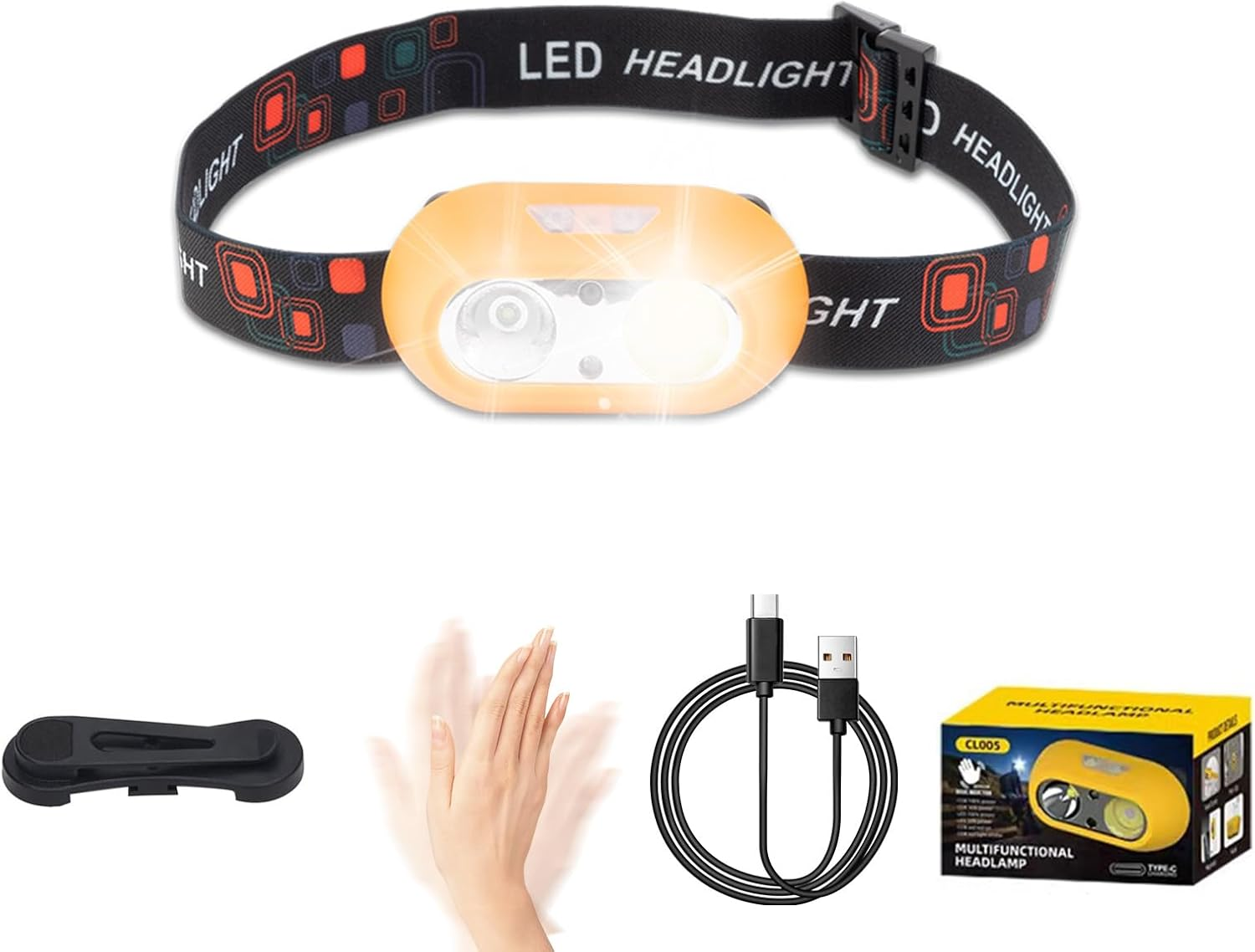 Zarek 6 Modes LED Head Torch Headlamp, Motion Sensor Control, 650 Lumen Bright with 1000Mah Battery, Waterproof Headlight with Comfortable Headband. and Flashlight, Camping Hiking Fishing Work image number 5