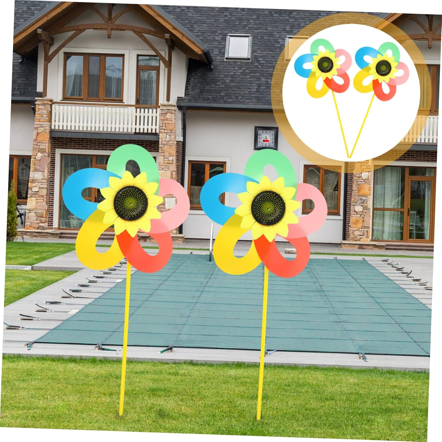 SUPVOX 2Pcs Easy to Use Outdoor Windmill Decor Large Pinwheel for Garden Yard Lawn Solar Decor Wind Spinners image number 5