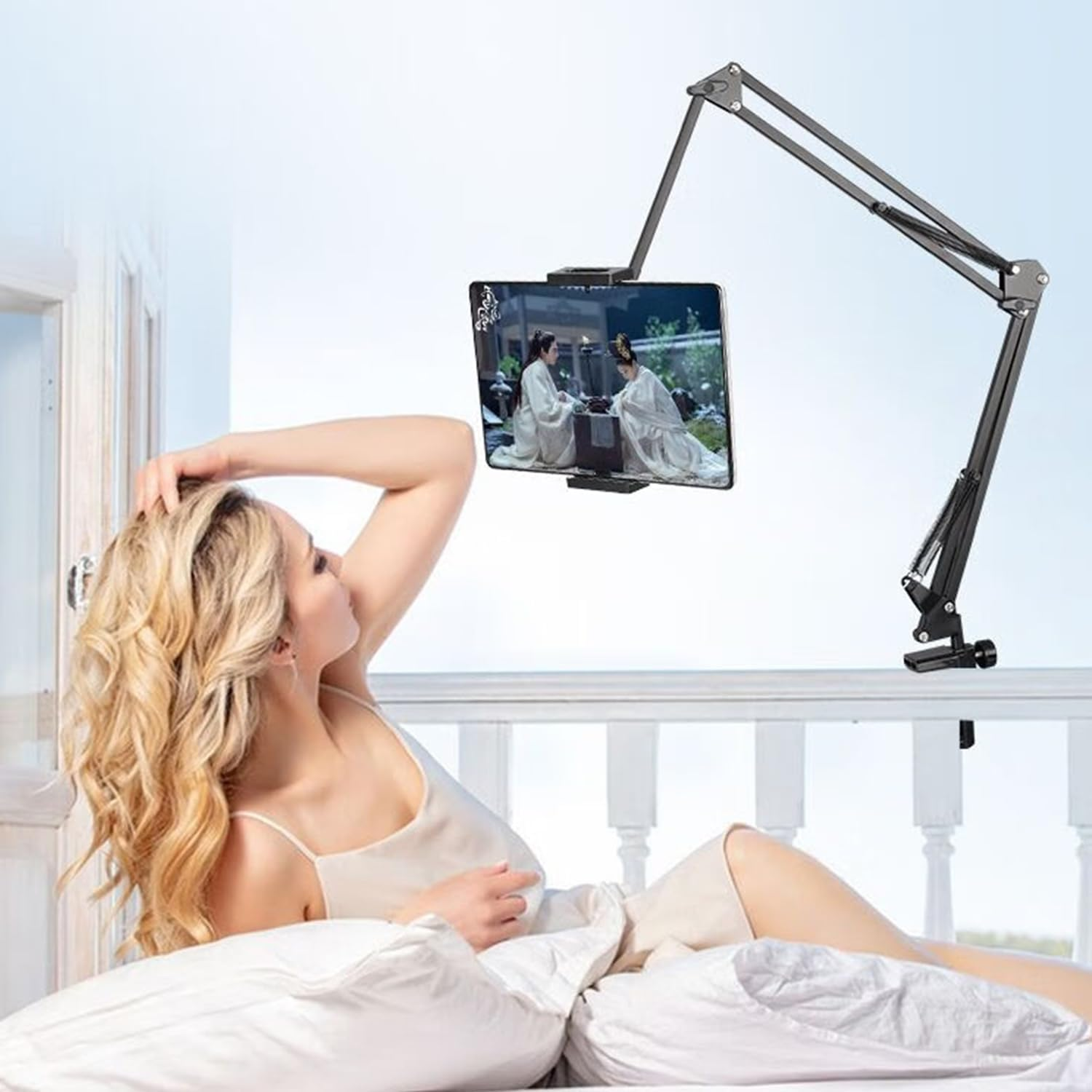 KIYOSAKI Tablet Stand & Phone Holder for Bed,360 Degree Rotating Bed Tablet Mount Holder Stand with Aluminum Arm for Ipad,Iphonexs,N-Switch, Amazon Kindle Fire,Or Other 4~12.9 Inch Devices